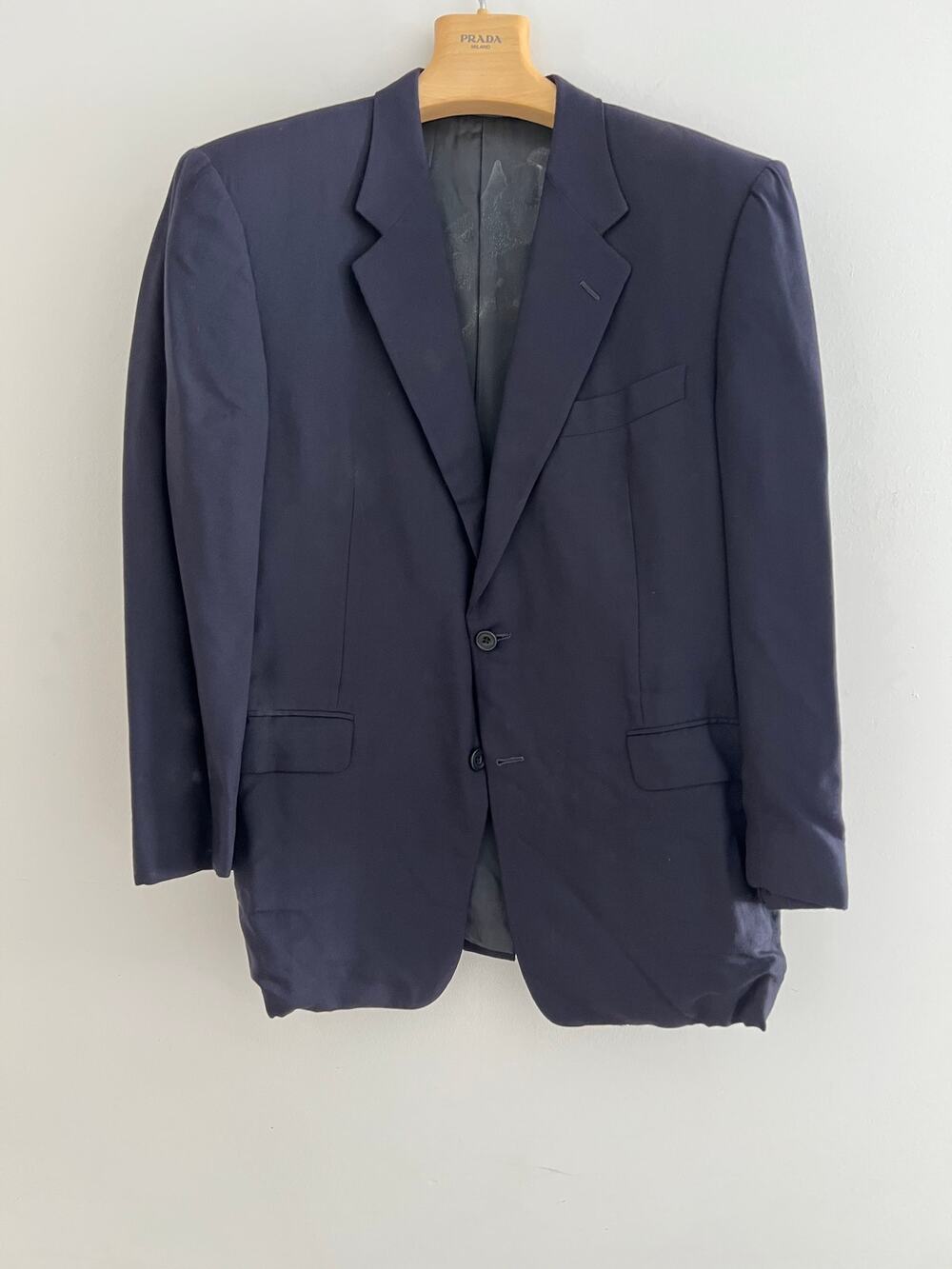 Hickey Freeman Cashmere Navy Blue Suit Blazer Jacket Size 42